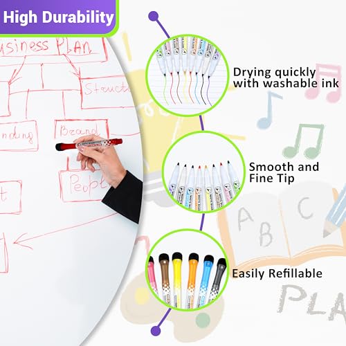 اقلام تحديد مغناطيسية قابلة للمسح الجاف للسبورة البيضاء بـ 12 لونًا برأس دقيق وغطاء ممحاة، أقل رائحة اقلام تحديد جافة للسبورة البيضاء برأس دقيق للاطفال والمعلمين، للمنزل والمكتب والمدرسة