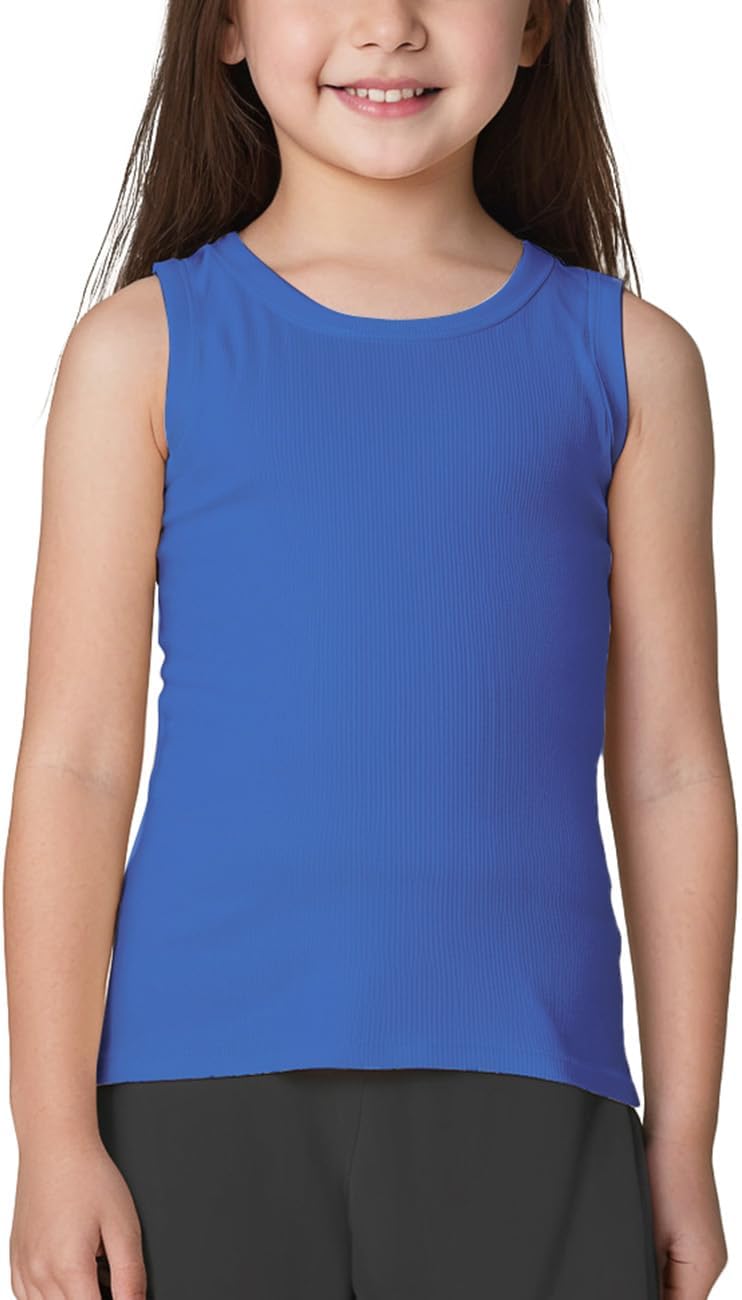 Noomelfish Girls Ribbed Racerback Tank Tops Cotton Cute Basic Dance Sleeveless Shirts (4-12 Years)
