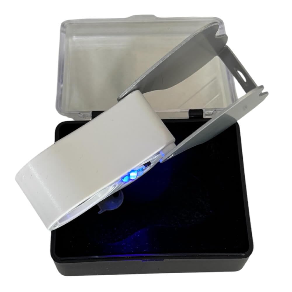 LED and UV Jewellery Folding loupe with magnifications 25x and 50x