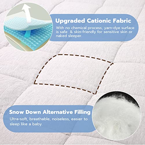 Nelaukoko Mattress Pad Twin Size, Cationic Quilted Fitted Mattress Pad, Super Soft Breathable Luxury Cooling Mattress Pad With Deep Pocket Up To 18 Inch #TOP1