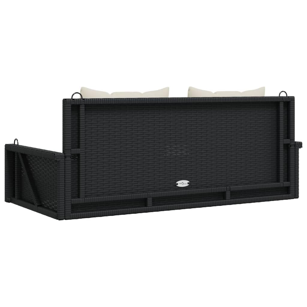 Banco balancín de polirratán negro 119 x 56 x 48 cm