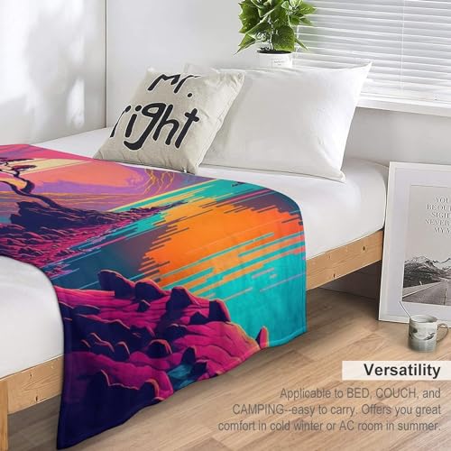 Couverture Légère en Polaire Flannel Impression 3D Rétro Canapé