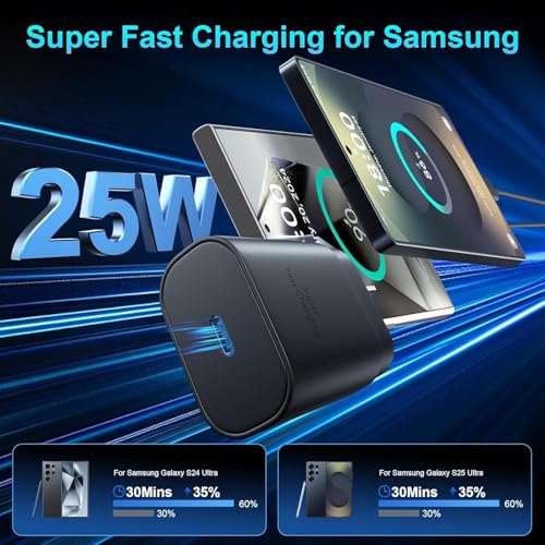 Image of Addtam 25W PD Type C Superfast Charging Adapter Compatible with Samsung A55|A16|A36|A56|A35|A06|M36|M35|M16| M06|M05|M56|F36|F06|F05|F56|F16|S25|S24, 25watt USB C Power Adaptor|Fast Charger-Black