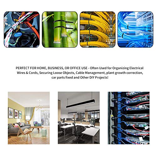 Image of ART IFACT 250 Pieces of Nylon Cable Tie Al Sizes Wire Organiser, Multiple Sizes, Black Colour (Black Combo 1)