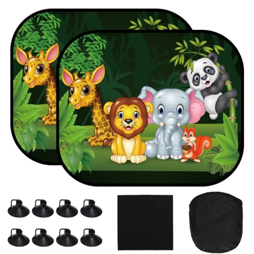 MONCAP 2 Stück Sonnenschutz Auto Baby mit UV Schutz 36cm x 43cm Autofenster Sonnenschutz Kinder Auto Sonnenschutz Seitenscheibe Tier Sonnenschutz...