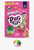 Bonkers Purrpops Christmas Themed Limited Edition Holiday Chicken Flavor Freeze-Dried Licks Cat Treats Catnip & Turkey Flavor - 5 Pack with 1 Cat Pom Pom Balls Toy