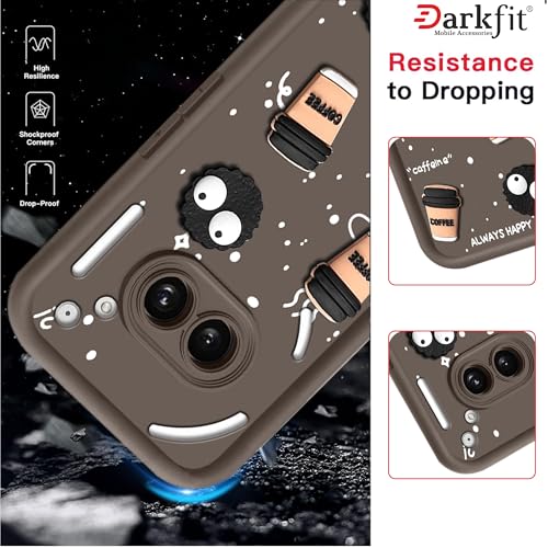 Image of Back Case Cover Compatible with Nothing Phone 2A 5G & Nothing Phone 2A Plus 5G | Cute Fun Cartoon Ball | 3D Coffee Silicone Case | Body & Camera Protection | Shock Proof | Color Brown