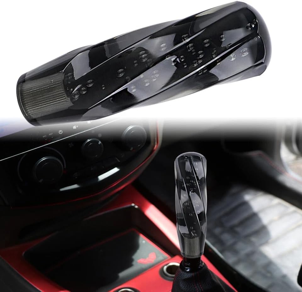 AutoTrends 1Pc Anticlockwise Twist Pattern Bubble Crystal Car Gear Shift Knob Manual Gear Stick Lever Knob Car Interior Accessories Modification Sport Drive Assitance (Black, 15 CM)