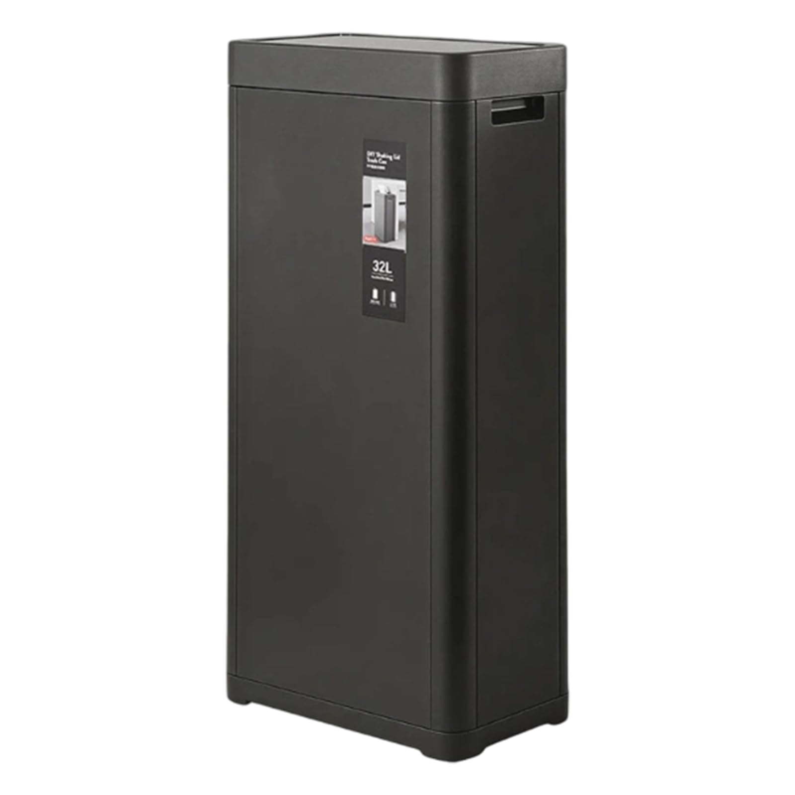 Refein 25L Kitchen Bin - Plastic Rubbish Bin Trash Can for Home and Kitchen Slim Recycling Bins Waste Bin with Press Top Lid and Front Push Panel Easy-Clean Finish (Gray)