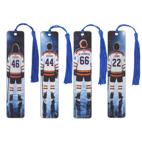 4pcs Ice Hockey Player Metal Bookmarks, Sports Themed Gifts for Hockey Fans