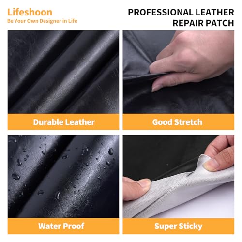 Lifeshoon Leather Repair Patch, 17X316 Inch Glossy Self Adhesive Leather Repair, Large Vinyl Patch Tape for Couches, Furniture, Car Seats, Cabinets, Wall, Handbags （17X316 Inch, Dark Brown） - Thumbnail 5