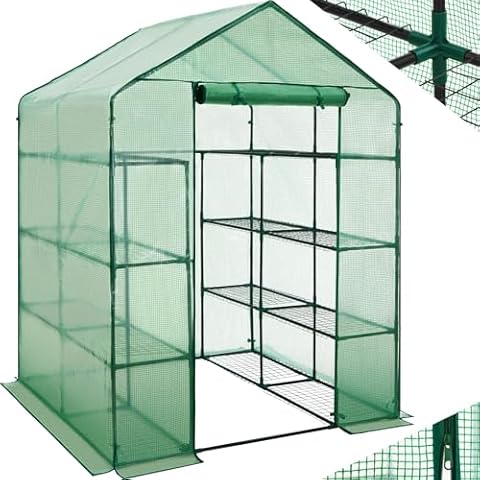 TecTake Walk-In Greenhouse with Shelves Cover