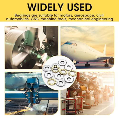 Axiale Miniatur-Kugellager F8-22M, Hochpräzise Druckkugellager aus Lagerstahl, 8 x 22 x 7 mm, Ideal für Zählmaschinen und Rohrleitungssysteme, 4 Stück Packung