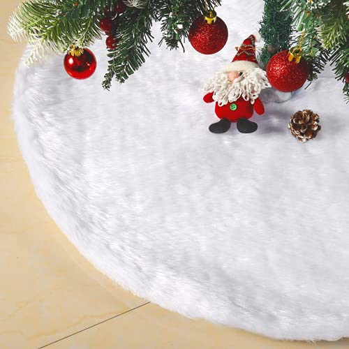Allgala Christmas Tree Skirt Snow White Fluffy Plush Skirt - 36 Inch - XT932102