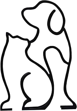 Modern Metal Cat Wall Art Sculpture, Black Minimalist Home Decor, Living Room Wall Decoration Rely on Cats and Dogs