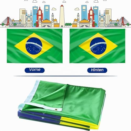 AhfuLife Brazil Flag 90 x 150 cm for World Cup 2026 Decoration, 1 Piece Brazilian Flag Bright Colours with Brass Eyelets, Brazil Decorative Flag for National Day Football Party Bar Indoor Outdoor Decoration - View 8
