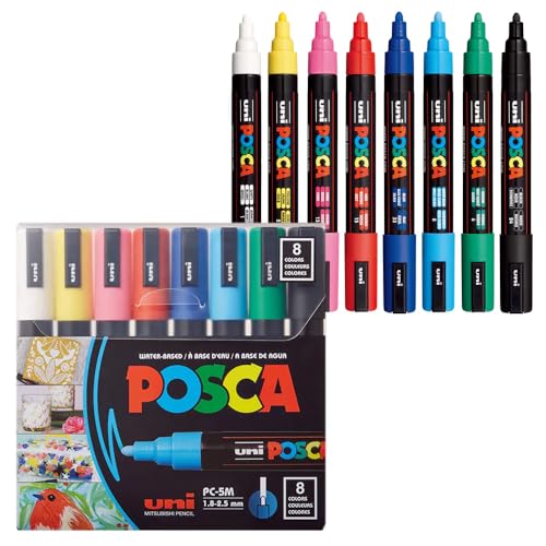 Image of POSCA 5M 1.8-2.5mm Markers (8 Colors- 8 Pcs)