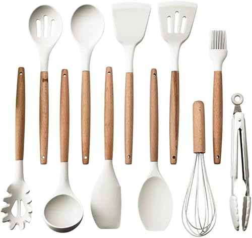 Miniatura 3 de Juego de utensilios de cocina de silicona (1, color blanco caqui)