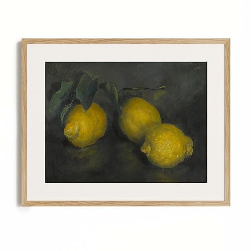 Miniatura 5 de Farmhouse Still Life Picture Living Room - Warm Moody Muted Yellow Lemon Oil Painting - Art Deco Wall Art for Kitchen - 11 x 14 Art Print- Rustic