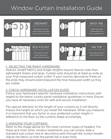 Miniatura 9 de Jessica Simpson - Everyn - Cortina transparente adornada  Cortinas para ventana  Cortinas ligeras  Juego de 2 paneles con 2 alzapaños  Transparente