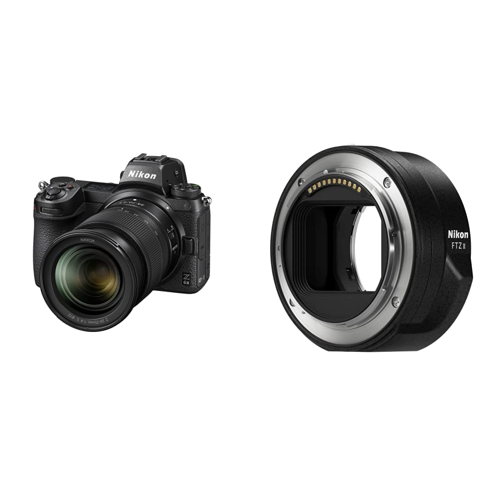 NikonZ6 II + Z 24-70mm Mirrorless Camera Kit (24.5 megapixel, Ultra wide ISO, 14 fps Continuous Shooting, Eye-Detection AF, Dual Card Slots, 4K Full HD Video) VOA060K001 & FTZ II - Adapter for