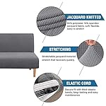 H.VERSAILTEX Armless Futon Cover Stretch Sofa Bed Slipcover Protector Elastic Feature Rich Textured High Spandex Small Checks Jacquard Fabric Futon Cover, Machine Washable, Gray - Image 2