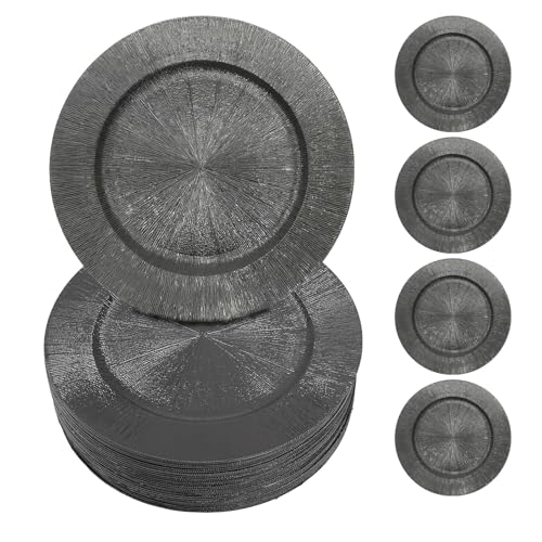 Set de 50 platos negros reutilizables redondos 13 pulg miniatura 1