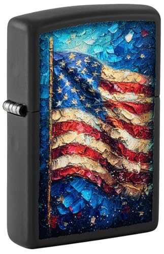 Encendedor Zippo con diseño negro mate bandera pintada miniatura 1