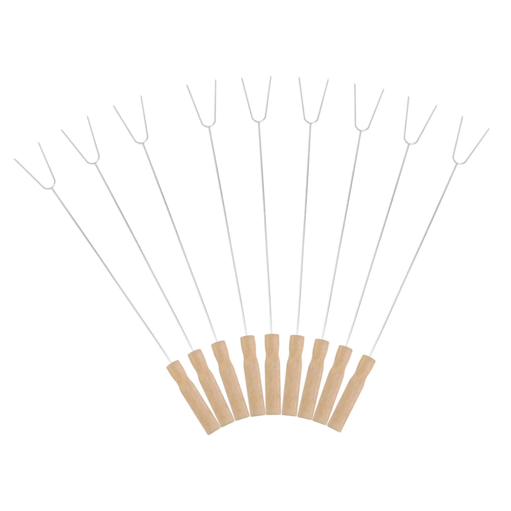 DECHOUS 15pcs Bbq Grill Tools Stainless Steel Meat Skewers for Grilling Set Small Bbq Forks Wooden Handle