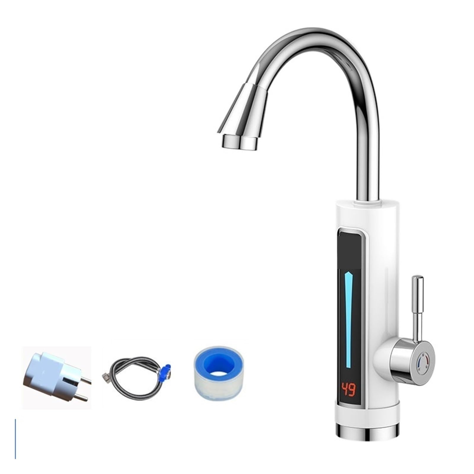 LNHHG Electric Kitchen Instant Heating Faucet Heater,hot Cold Dual-use Tankless Water Quickly Heating Tap,with LED Display(Bianco)