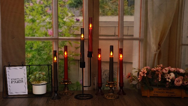 Image of Flameless Taper Candles Flickering with Remote and Timer, 9 Pack Led and Battery Operated Candles for Home Decoration, Party, Weddings, and Holiday Celebrations（Grey）