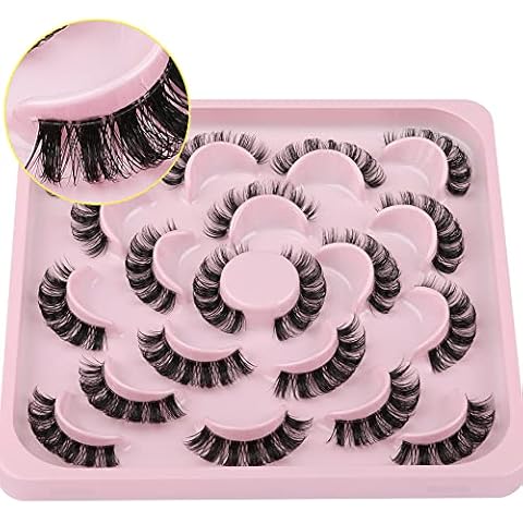 Ruairie Fluffy Mink Lashes with Clear Band Natural Volume Curly False Eyelashes D Curl Russian Strip Lashes That Look Like Extensions 10 Pairs Cover