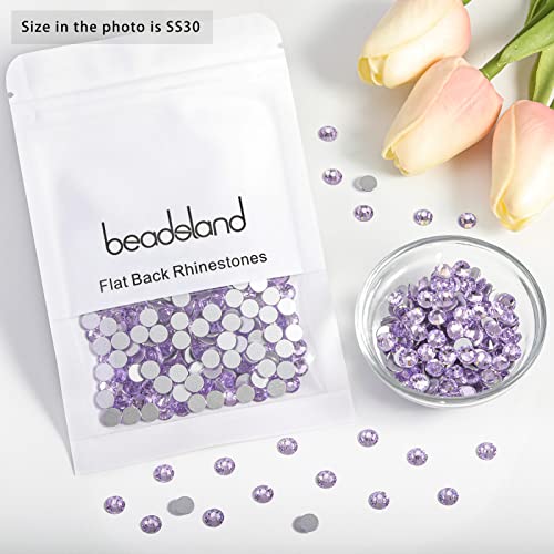 Image of Beadsland 576pcs Flat Back Crystal Rhinestones Round Gems for Nail Art and Craft Glue Fix, Violet, SS30,6.3-6.5mm