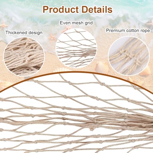 Fischernetz Deko, 200 x 100 cm Dekoratives Fischernetz im Mediterranen Stil, Beige Nautisches Fischnetz, Fischerei Dekorative, Fish Net Wanddekoration, für Home Wohnzimmer Schlafzimmer Dekoration
