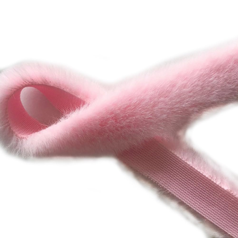 Rockreyoa Pack of 5 1 m Faux Fur Border Faux Fur Ribbon Plush Trim Plush Ribbon Decorative Ribbon Colourful Faux Fur Ribbon Trimmings for DIY Craft Props Slippers Collar Decoration Pink 1 cm