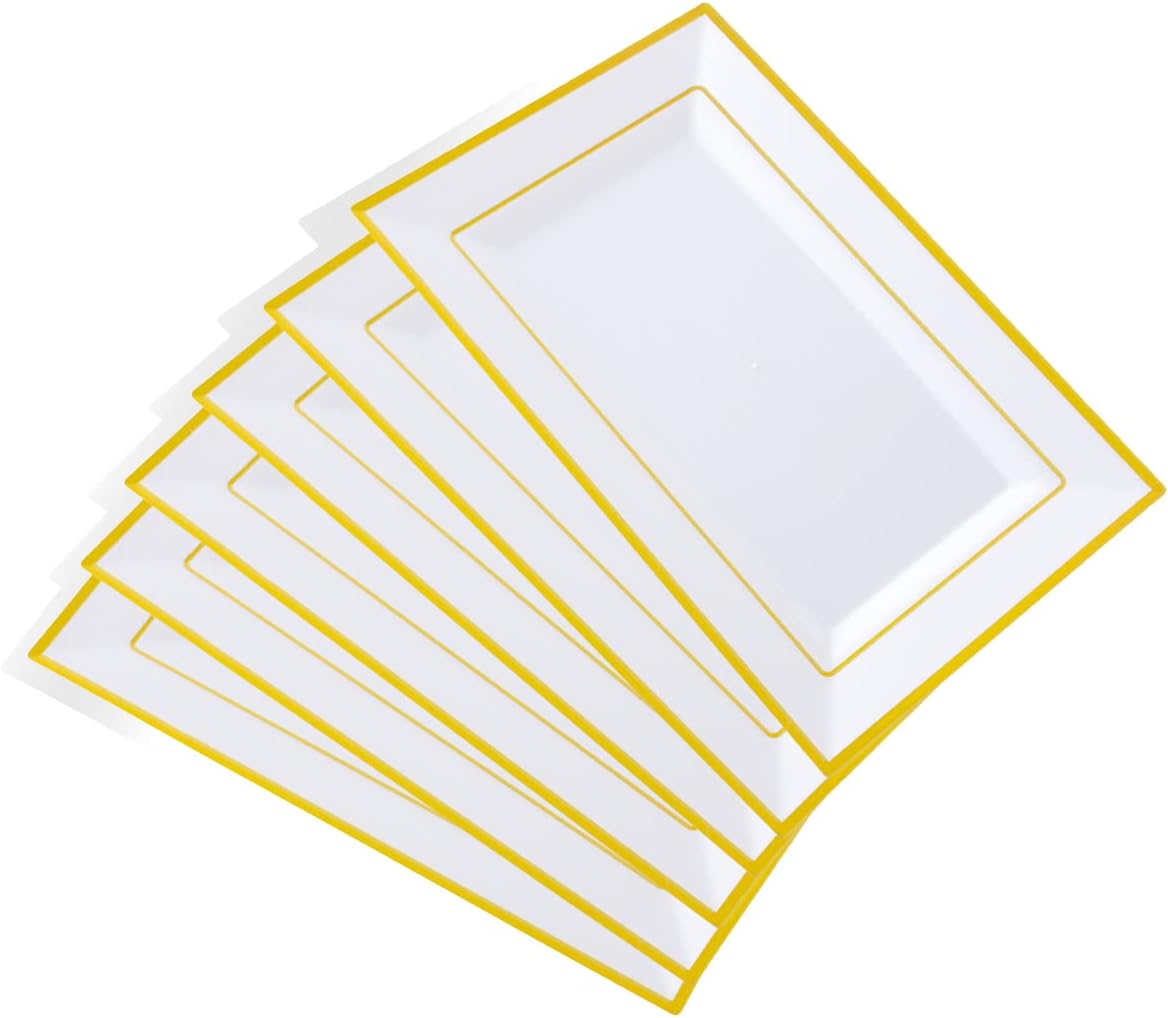 Gikisla Elegant Plastic Serving Platters , 6 Pcs Large Plastic Serving