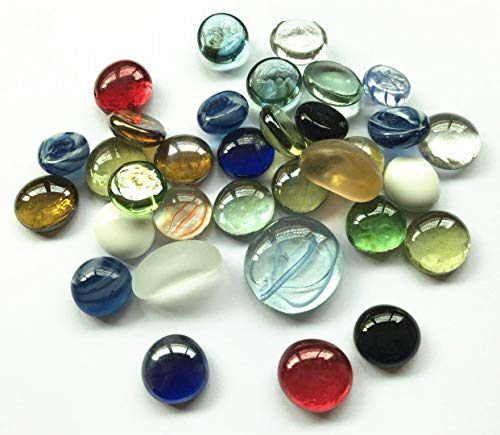 Jane Shop Glass Gems Stone, 4 Lb (4 Pound) Flat Pebbles Marbles For Vase Fillers, Aquarium Fillers Decor, Party Decoration (Approx 350 Pcs) (Assorted Color) #TOP3