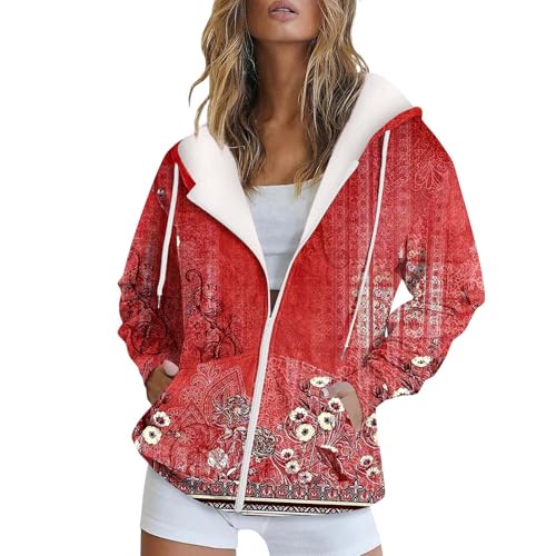 Tops de mujerBolsillo de manga largaDiarioBlusas sueltas Tops Jacket Mujer Invierno Chaqueta Nieve Mujer (Red, XXXL)