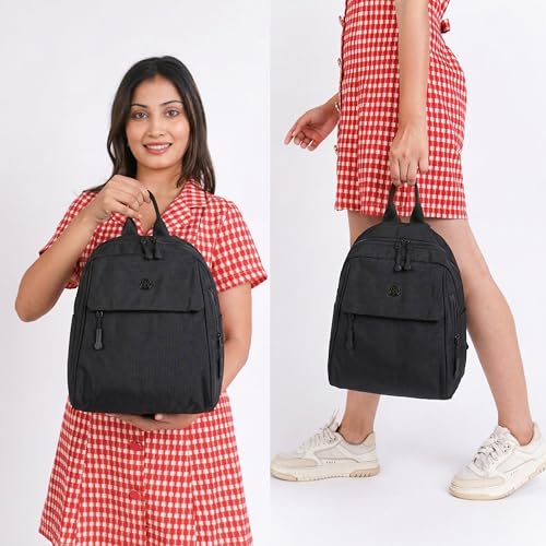 Image of TS WITH TECHSUN Women Mini Backpack | Water-Resistant Compact Bag for Travel, Daily Use & Casual Outings | Fits Only Essentials (L) 26CM X (W) 15CM X (H) 32CM