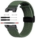 ブレイデッドナイロン時計バンド 磁気式折りたたみバックル付き｜対応：SGW-100/SGW-200/GW-3000B/GW-3500B（カシオ製時計向け）20mm スポーツ交換用ストラップ 男女兼用 (緑)