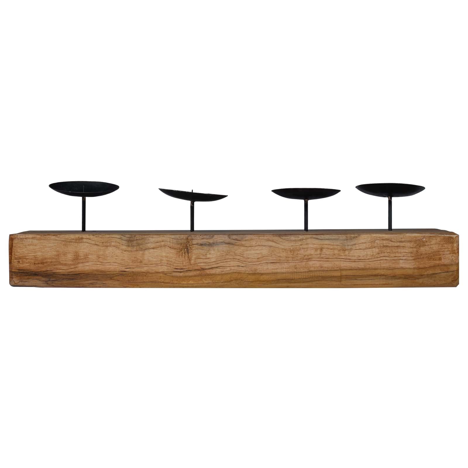 Portacandele in legno di teak massiccio, decorazione da tavolo rustica, per soggiorno, 50 x 15 x 10 cm