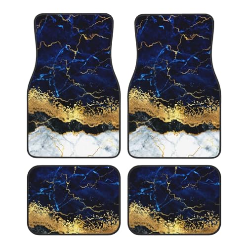Alfombrillas antideslizantes para coche diseño mármol blanco y azul marino juego de 4