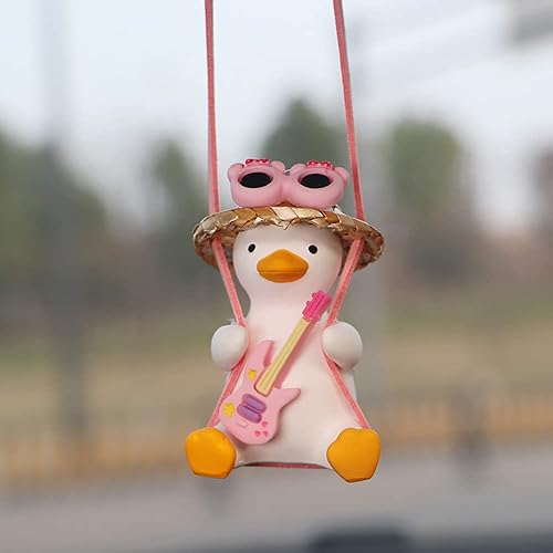 Miniatura 4 de MENGSOOD Adorno colgante para automóvil, pato oscilante para automóvil, decoración colgante de espejo retrovisor, accesorios interiores para espejo