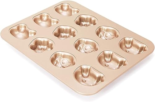 Miniatura 3 de CANDeal Bandeja antiadherente para hornear pasteles con forma de animal de 12 cavidades, para hacer comida de fiesta