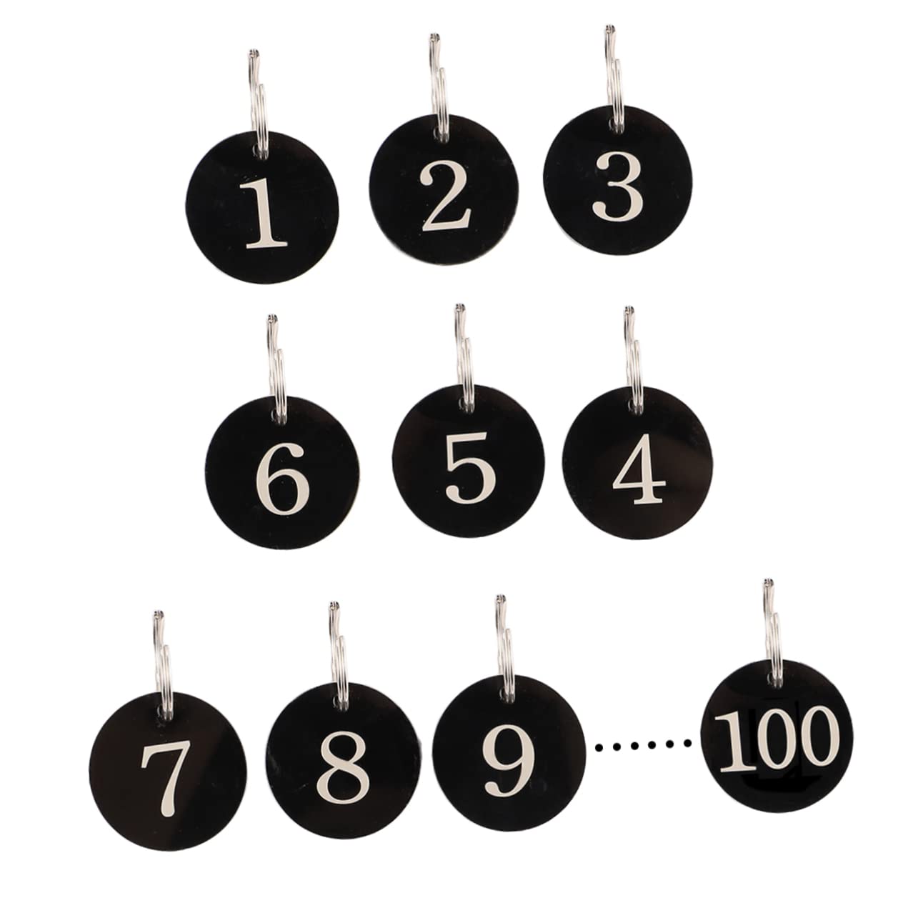 BESTYASH 100pezzi Targhette Numerate Acrilico Per Chiavi Per Hotel e Supermercati Design e Resistente Per Attese e