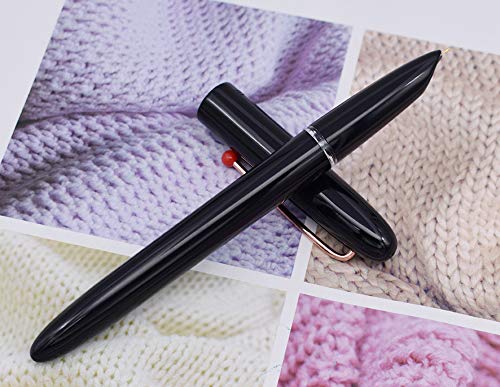 Image of KaCo RETRO Fountain Pen Hooded EF Nib Pen with Box, 2 pcs Ink Cartridges and 1 pc converter - Black Ink (Black)