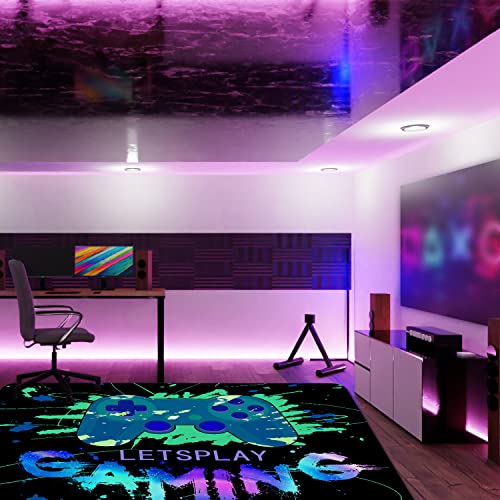 Tveinard 59"X39" Gaming Rug For Teen Boys Kids Rug Gamepad Game Area Rugs For Bedroom Living Room Rug Gamer Controller Player Kids Home Decor Non-Slip Sofa Floor Mat, #TOP5