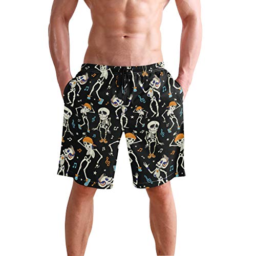 visesunny Men's Fashion Skull Print Beach Shorts Hot Summer Swim Trunks Sports Running Bathing Suits with Mesh Lining