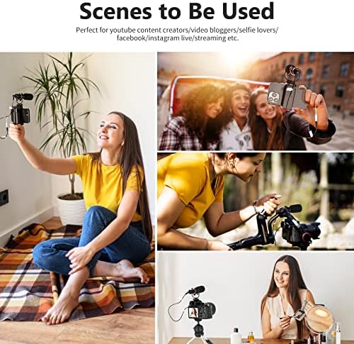 NEEWER Video Microphone for Phone, On Camera Mic Kit with Black Pro Shock Mount Compatible with iPhone Android Smart Phones DSLR Camera Tablet (iPhone Adapter Not Included), CM14 PRO