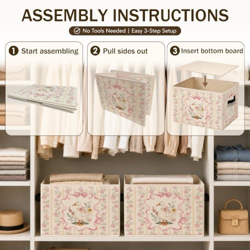 WERYG Pink Coquette Bow Goose Storage Bin Box with Handles by WERYG - Used condition - Image 4